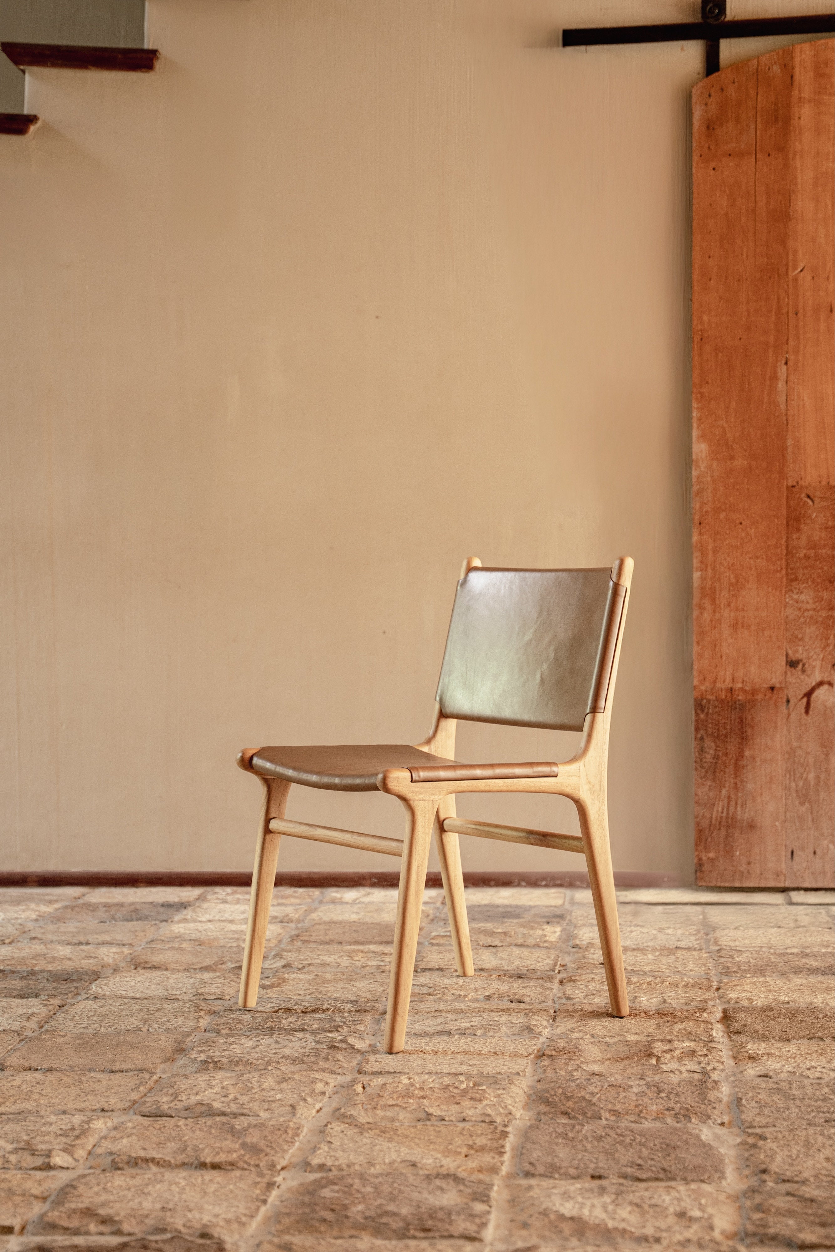 Ashta Teak and Leather Dining Chair