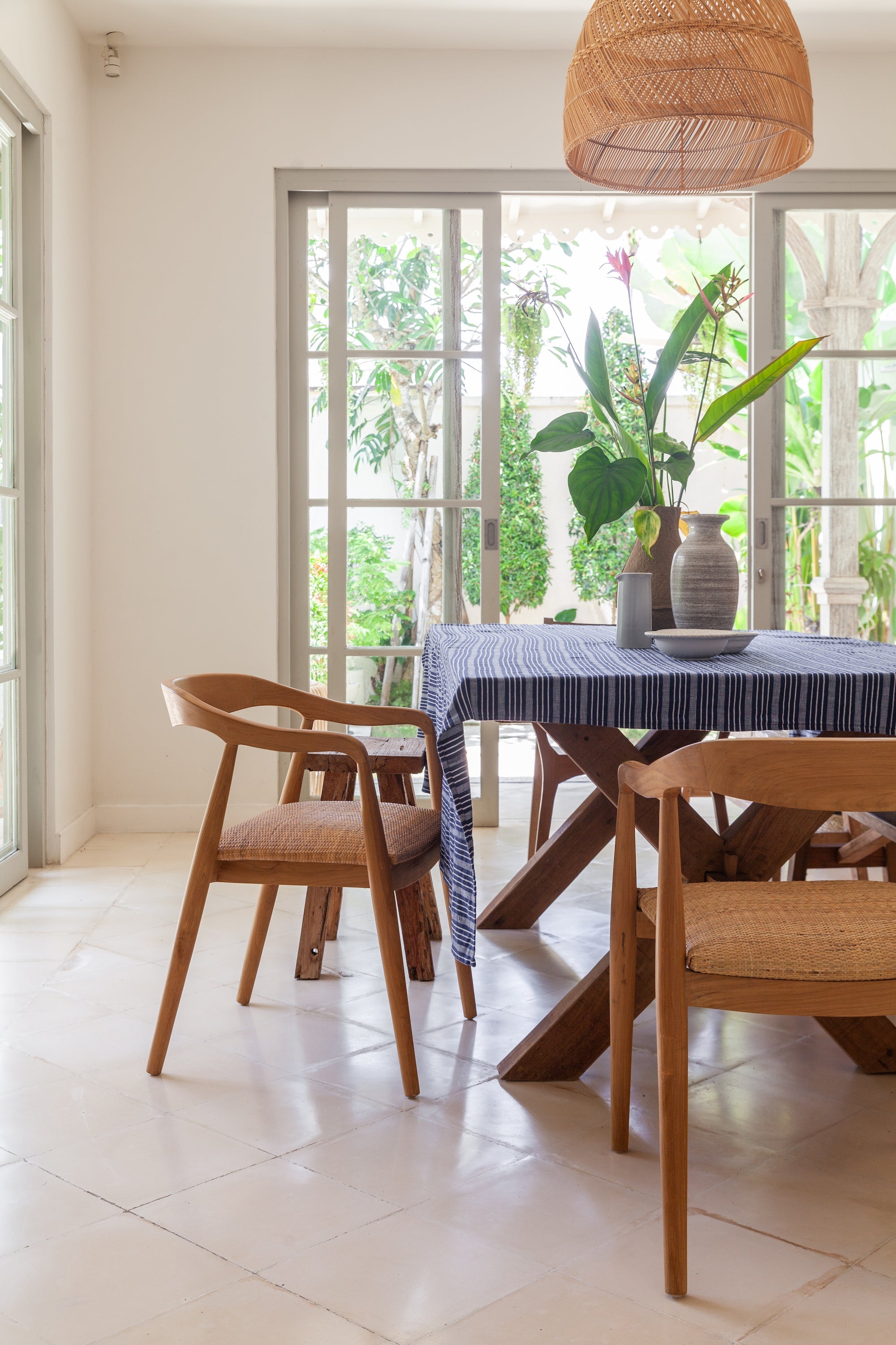 Maya Teak and Tight Woven Rattan Dining Chair