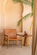 Aulia Teak and Leather Lounge Chair