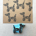 Dog balloon hand carved rubber stamp