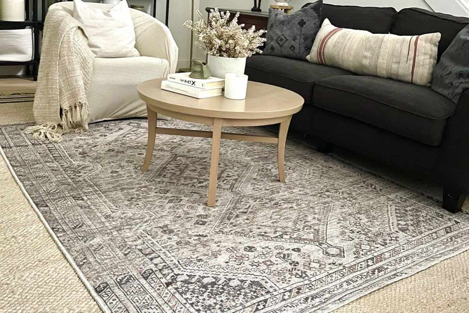 Barny Beige Flat Pile Washable Rug
