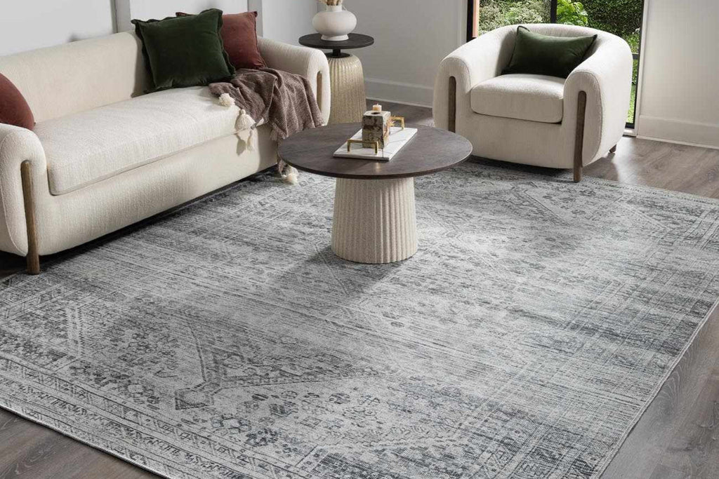 Barny Gray Blue Washable Rug