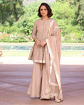 Beige Delara Short Anarkali Set By KYNAH, Luxury Indian Fashion & Bridal Wear
