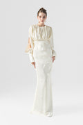 Plumage Feathers & Crystals Silk Maxi Dress