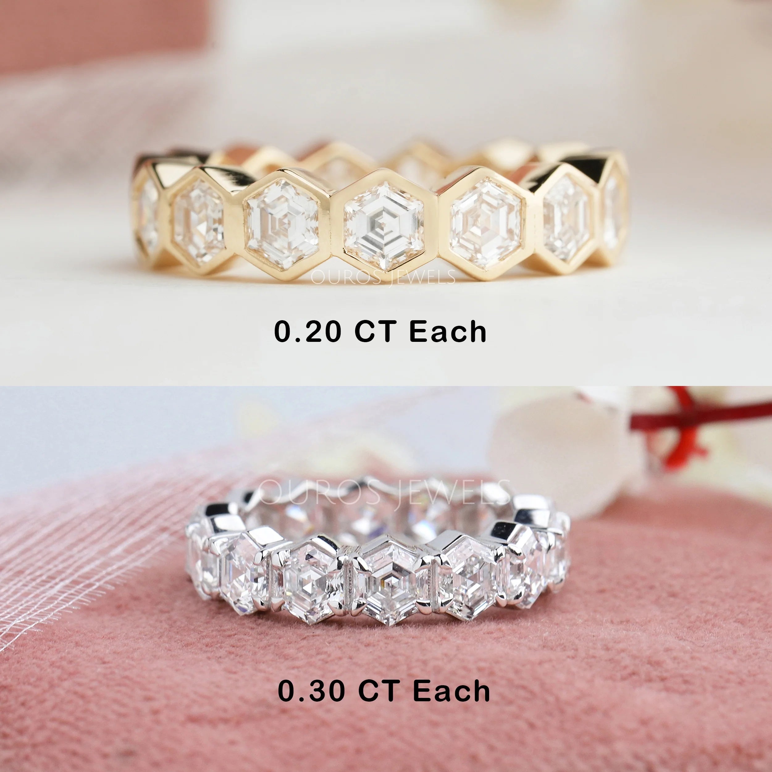 Hexagon Cut Lab Diamond Full Eternity Diamond Band