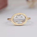 East West Rose Cut Oval Lab Diamond Bezel Solitaire Ring