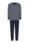 Pijama Hombre Largo Pico Algodón Punto Rayas - Gris 5307_22