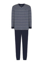 Pijama Hombre Largo Pico Algodón Punto Rayas - Gris 5307_22