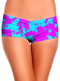 Blue and Purple Paint Splatter Booty Shorts