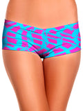 Pink and Blue Squiggly Rave Checkered Booty Shorts