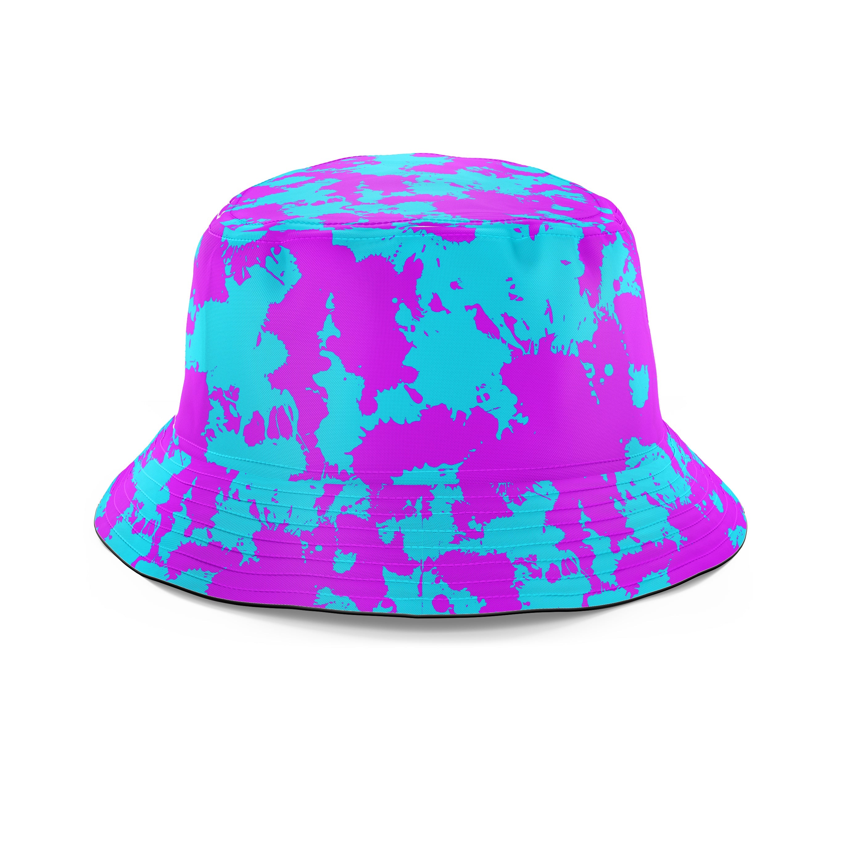 Blue and Purple Paint Splatter Bucket Hat
