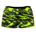 Black Lime Bolt Glitch High-Waisted Women's Shorts