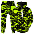 Black Lime Bolt Glitch Hoodie and Joggers Combo