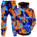 Blue And Orange Paint Splatter 2 Hoodie and Joggers Combo