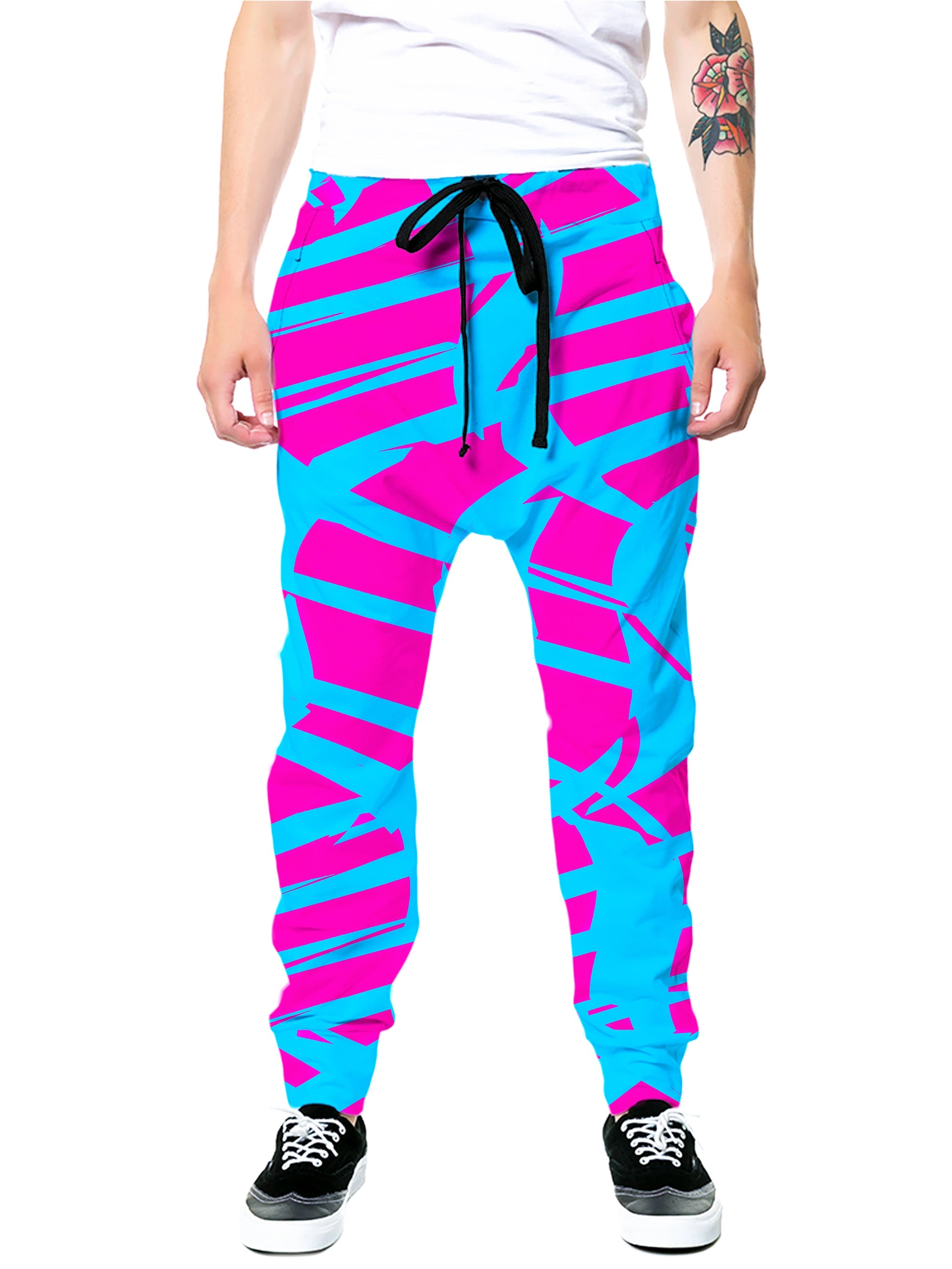 Pink and Blue Squiggly Rave Checkered Joggers
