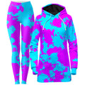 Blue and Purple Paint Splatter Hoodie Dress and Leggings Combo