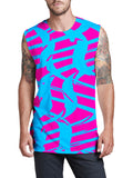 Pink and Blue Squiggly Rave Checkered Men's Muscle Tank
