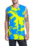 Yellow and Blue Paint Splatter Men's Muscle Tank