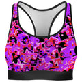 Purple Red and Black Rave Camo Melt Rave Bra