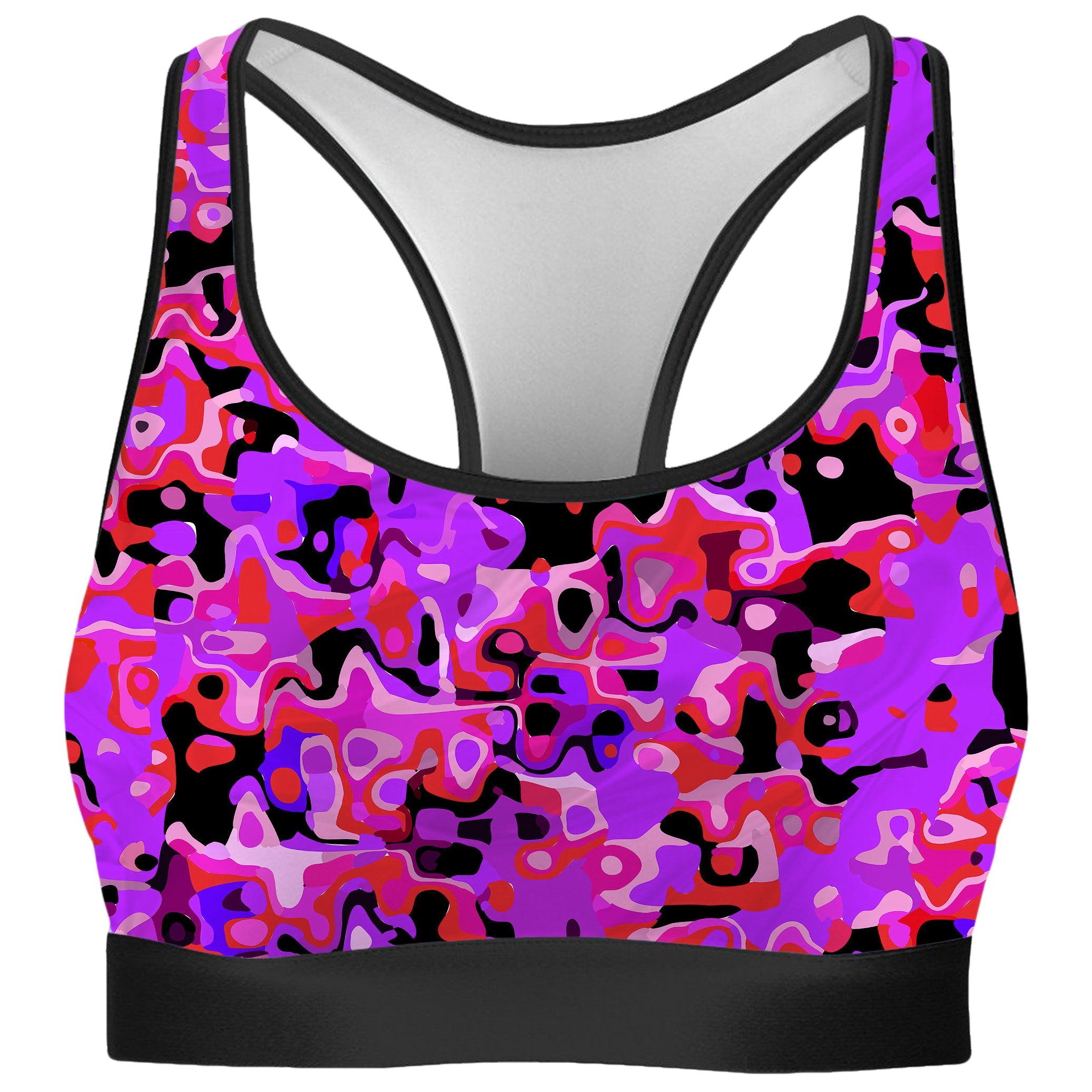 Purple Red and Black Rave Camo Melt Rave Bra