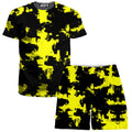 Black and Yellow Abstract T-Shirt and Shorts Combo