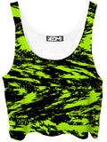 Black Lime Bolt Glitch Crop Top