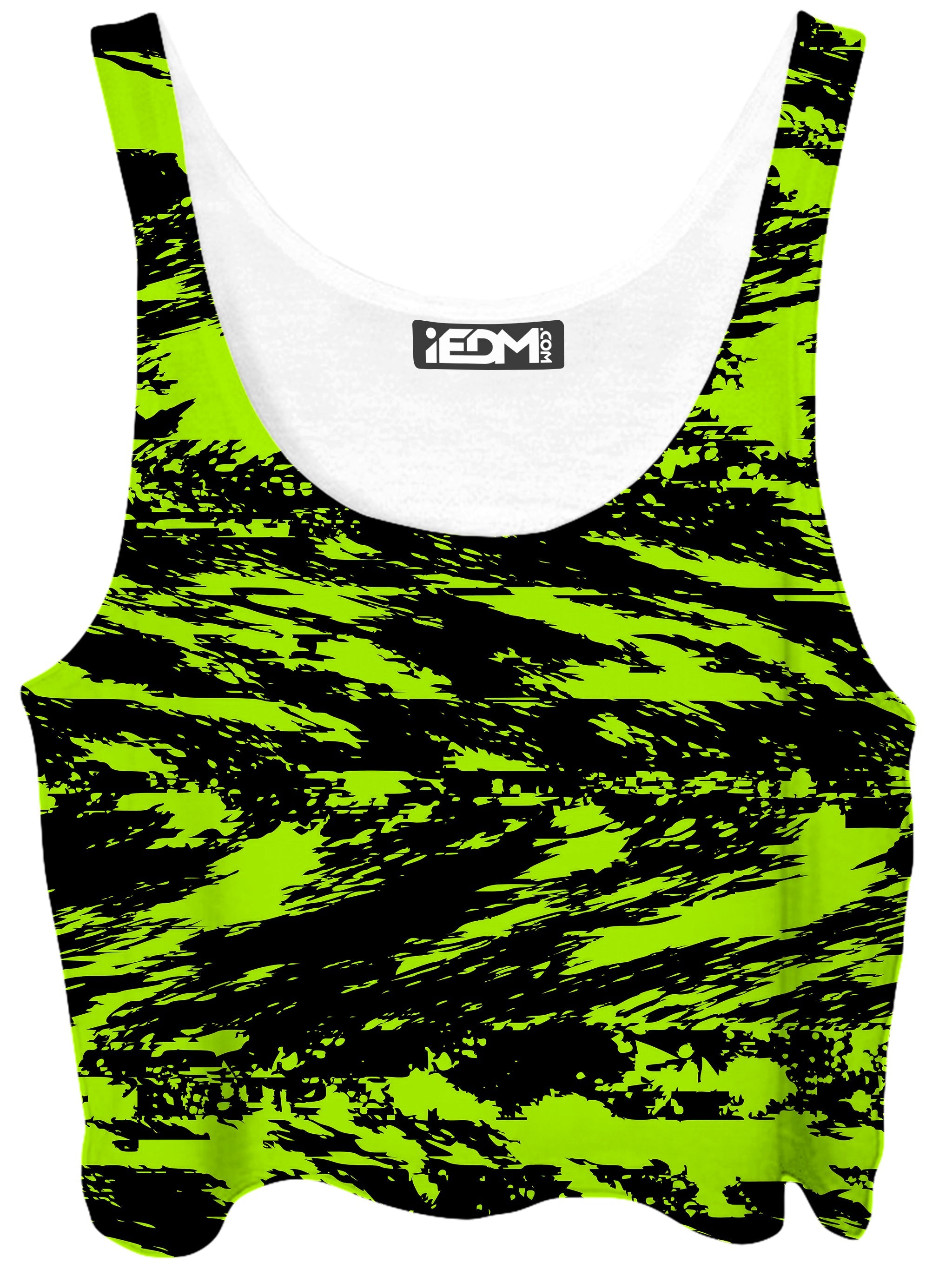 Black Lime Bolt Glitch Crop Top