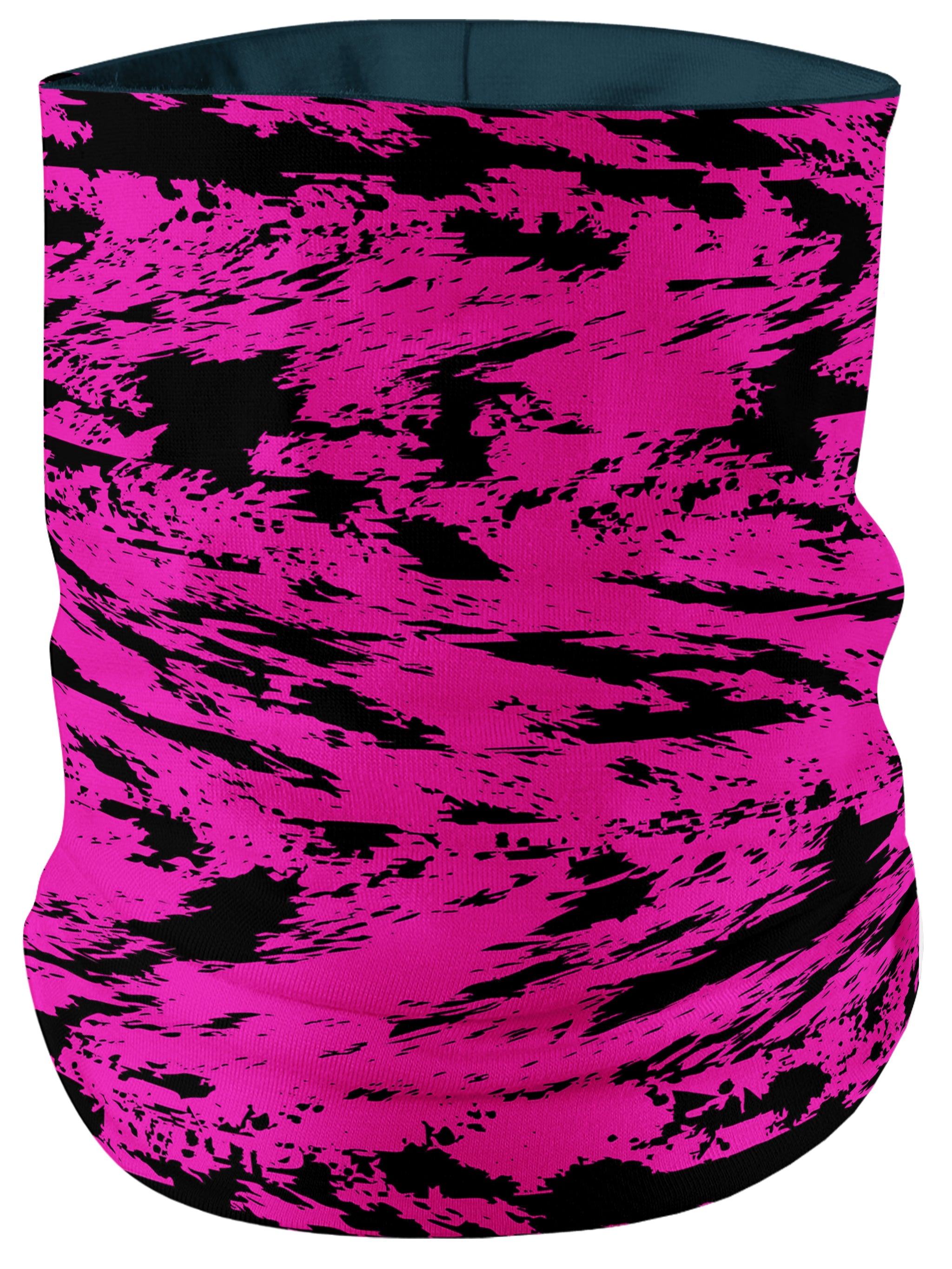 Pink and Black Rave Glitch Splatter Bandana Mask