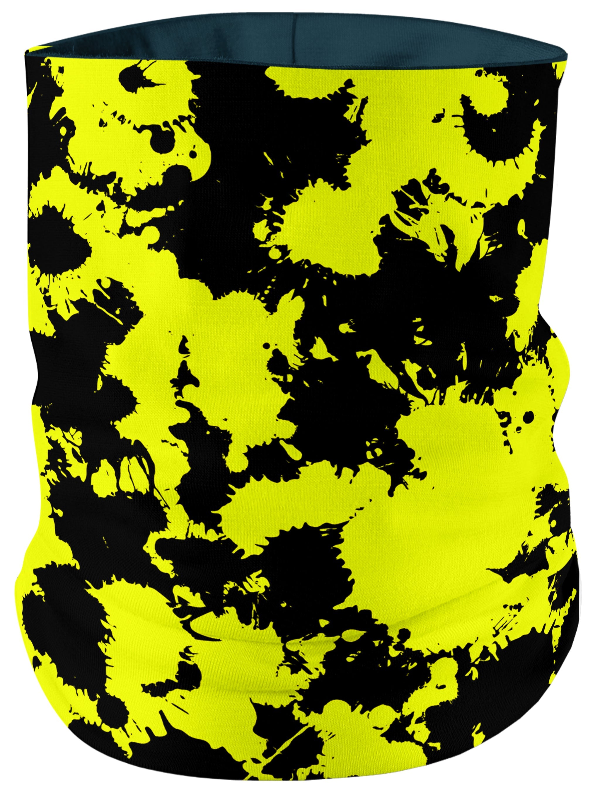 Yellow and Black Paint Splatter Bandana Mask
