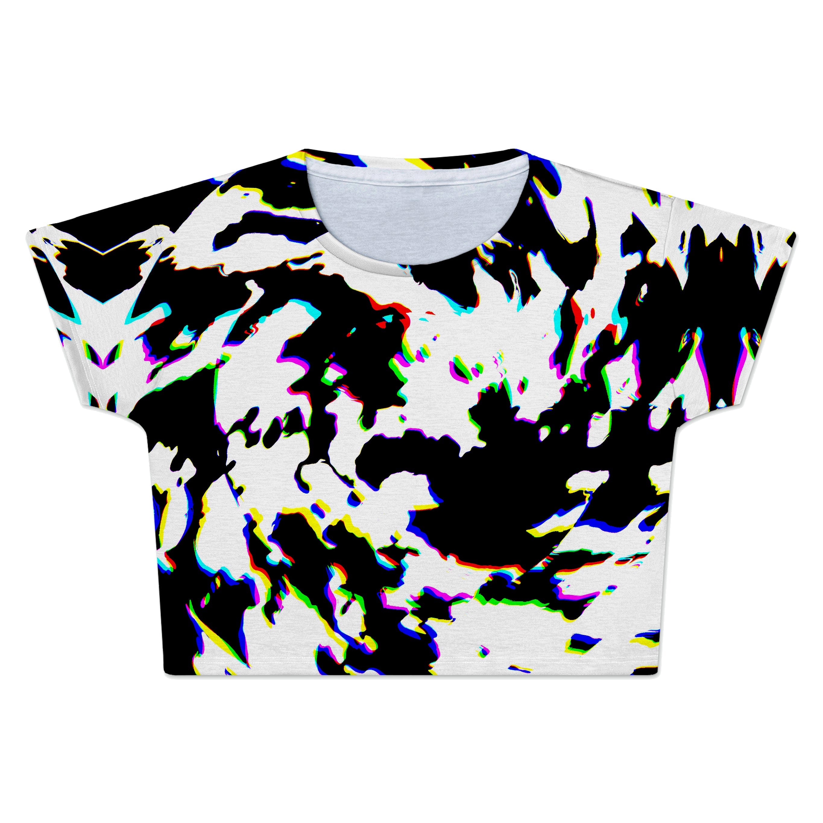 Cow Hide Print Rave Drip Crop Tee