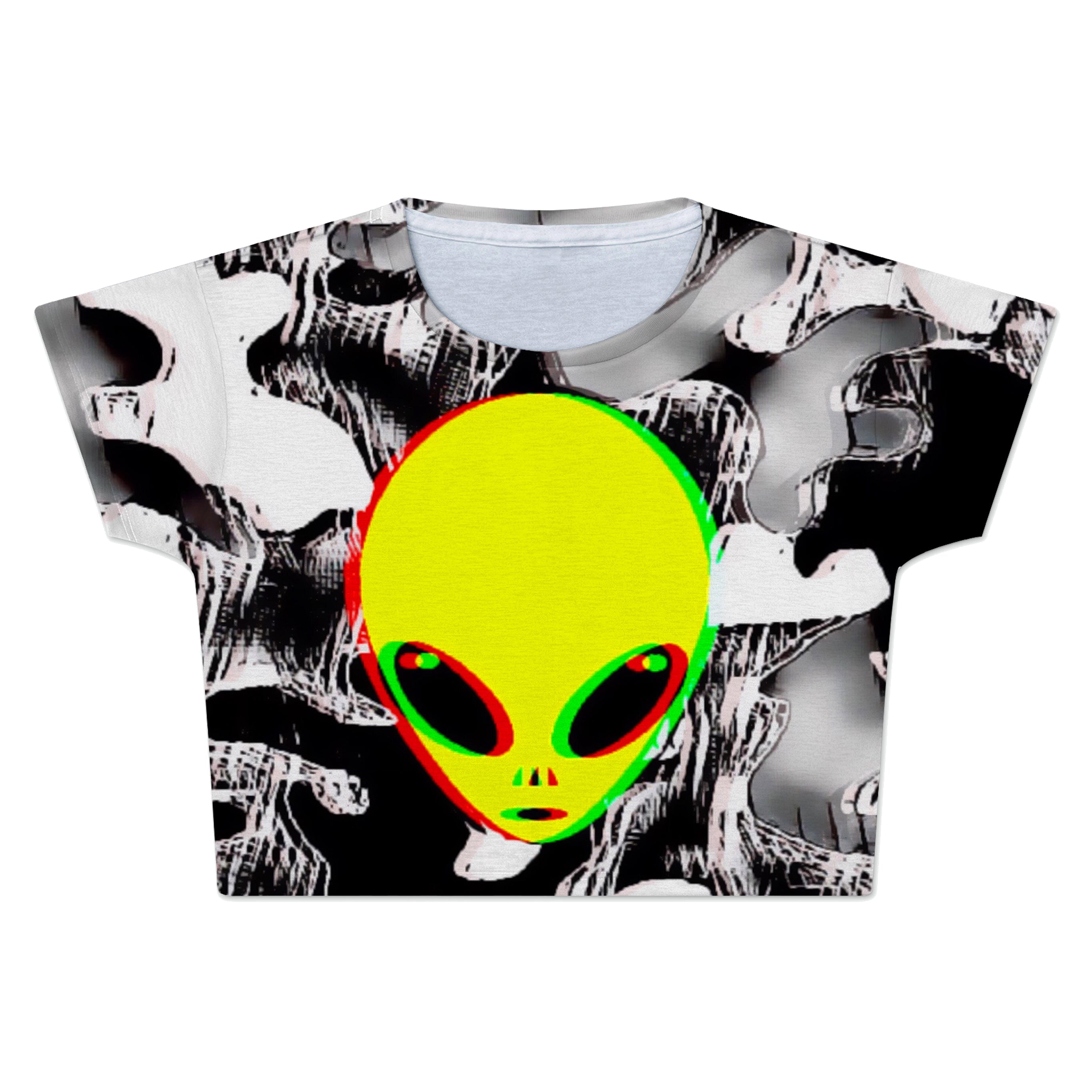 Trippy Alien Crop Tee