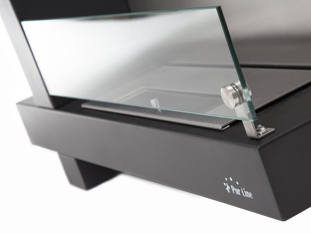 Chimenea de etanol mural en acero inoxidable negro