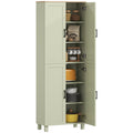 170cm Freestanding 4-Door Kitchen Cupboard with Adjustable Shelves, Green