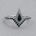Black kite Cut Halo Curved Wedding Ring