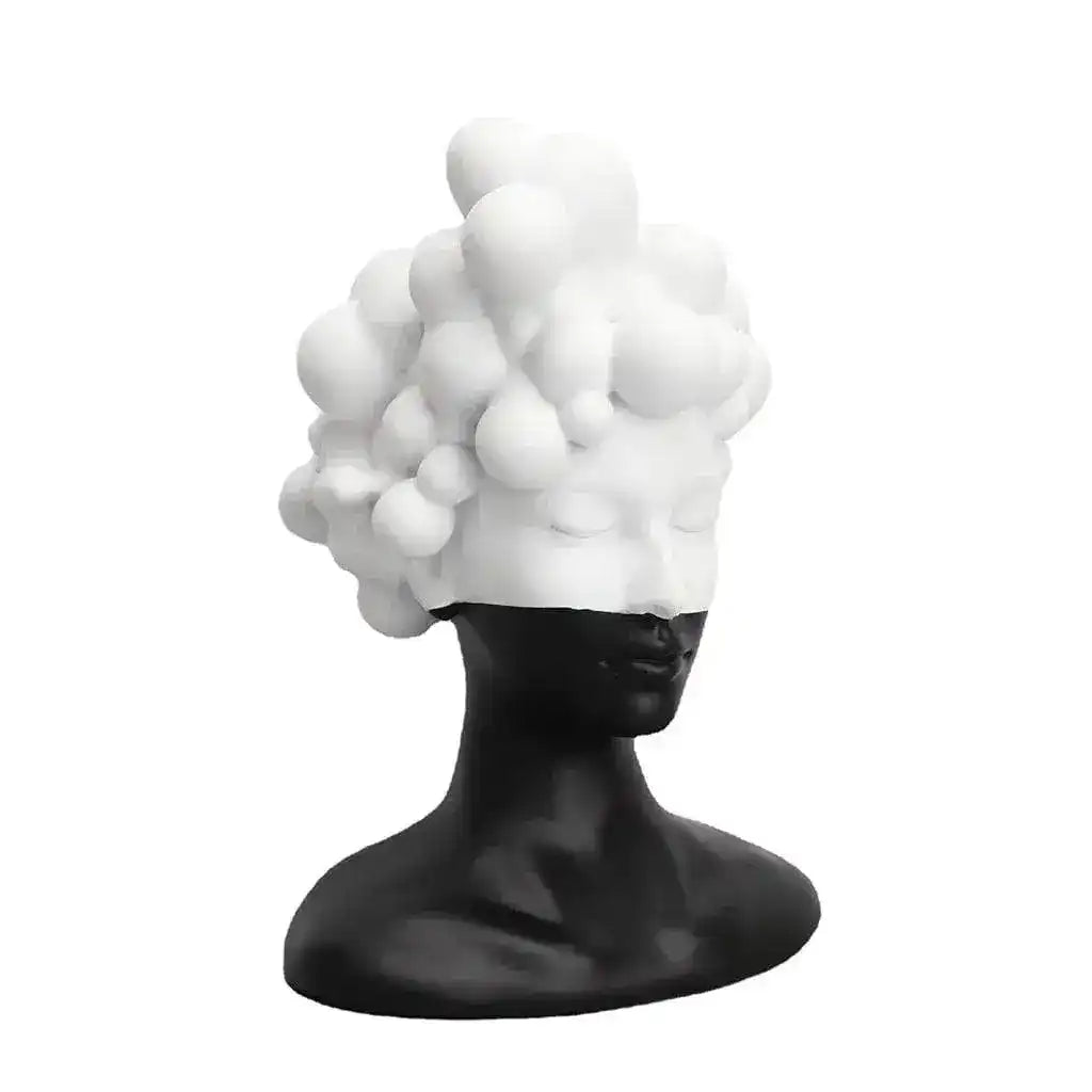Black and White Bubble Female Head Sculpture