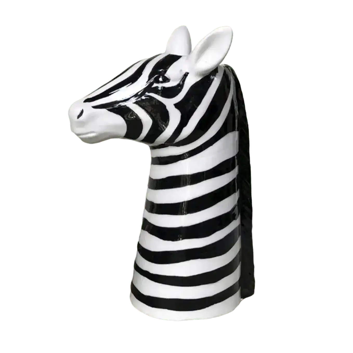 Black and White Zebra Head Ceramic Vase
