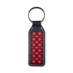 Black and Red Laser Cut Leather Keychain