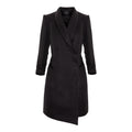 Black Asymmetric Linen And Rayon Blazer Dress