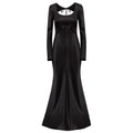 Black Open Back Satin Maxi Dress