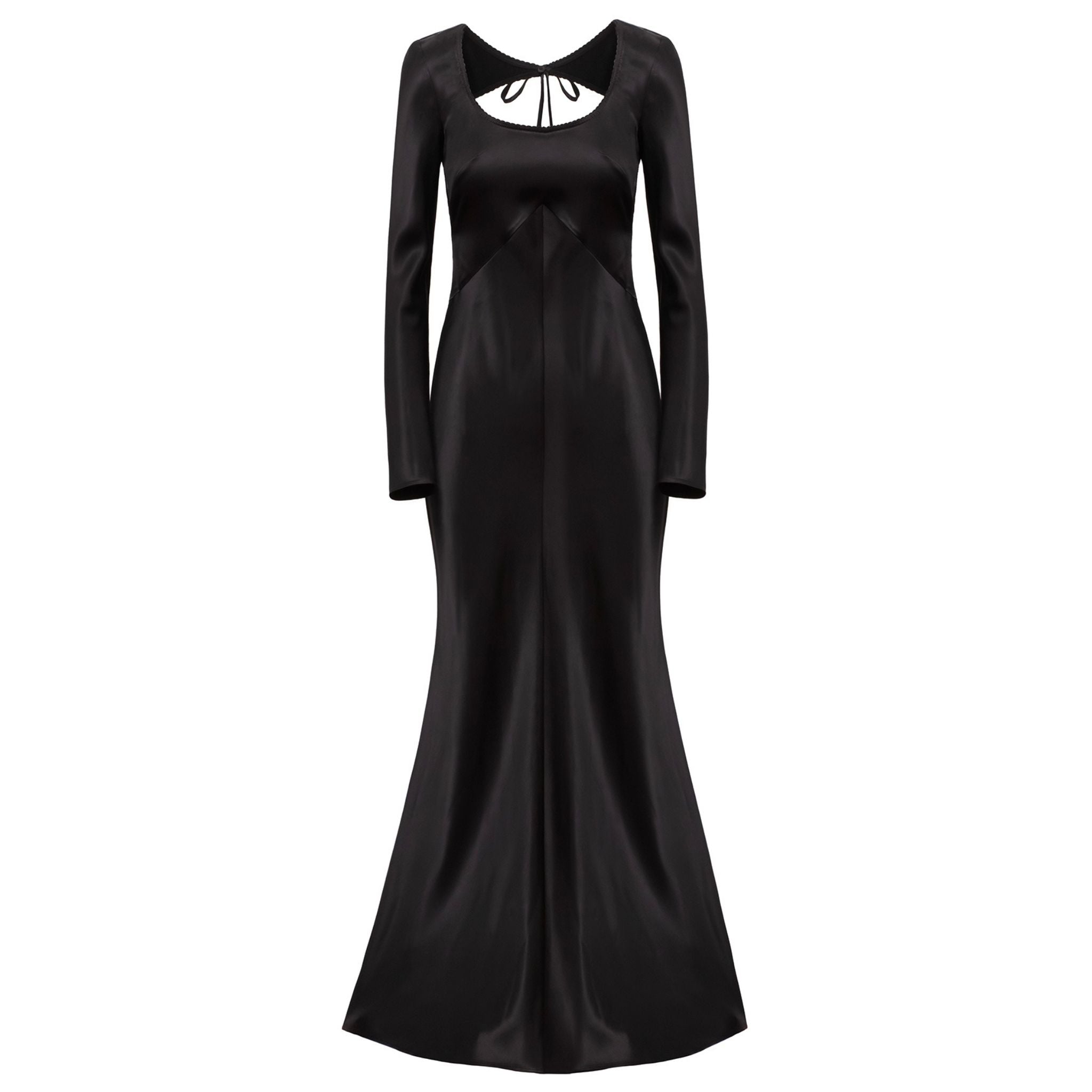 Black Open Back Satin Maxi Dress