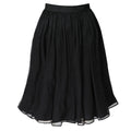 Black Gathered Silk Midi Skirt