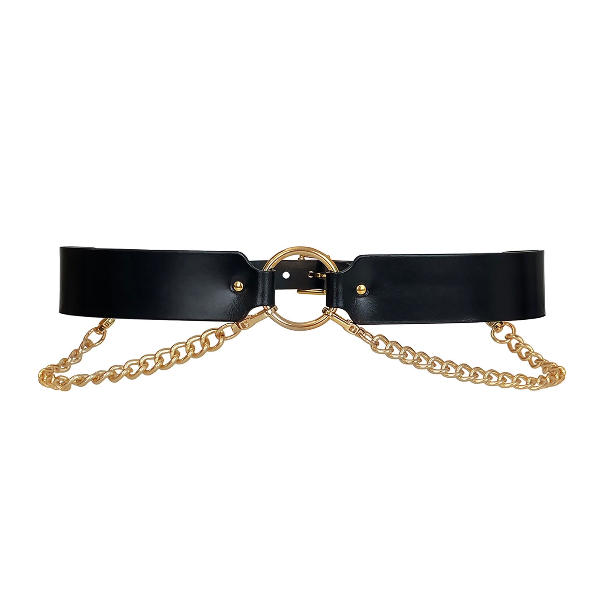 Black Chained Leather Belt