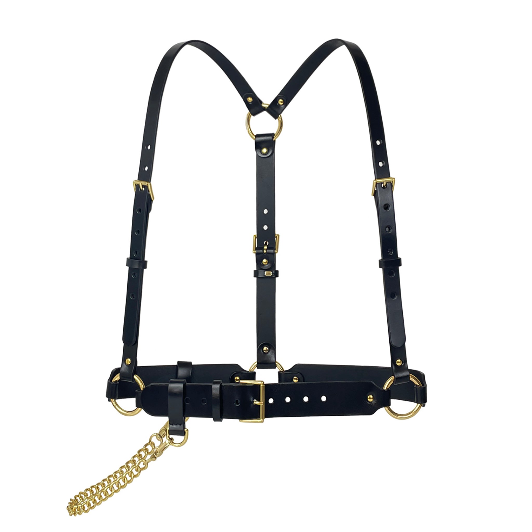 Black Leather Chained Harness