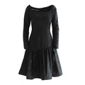 Long Sleeve Moire Dress Black | PR Sample