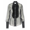 Black Ruffle Silk Shirt