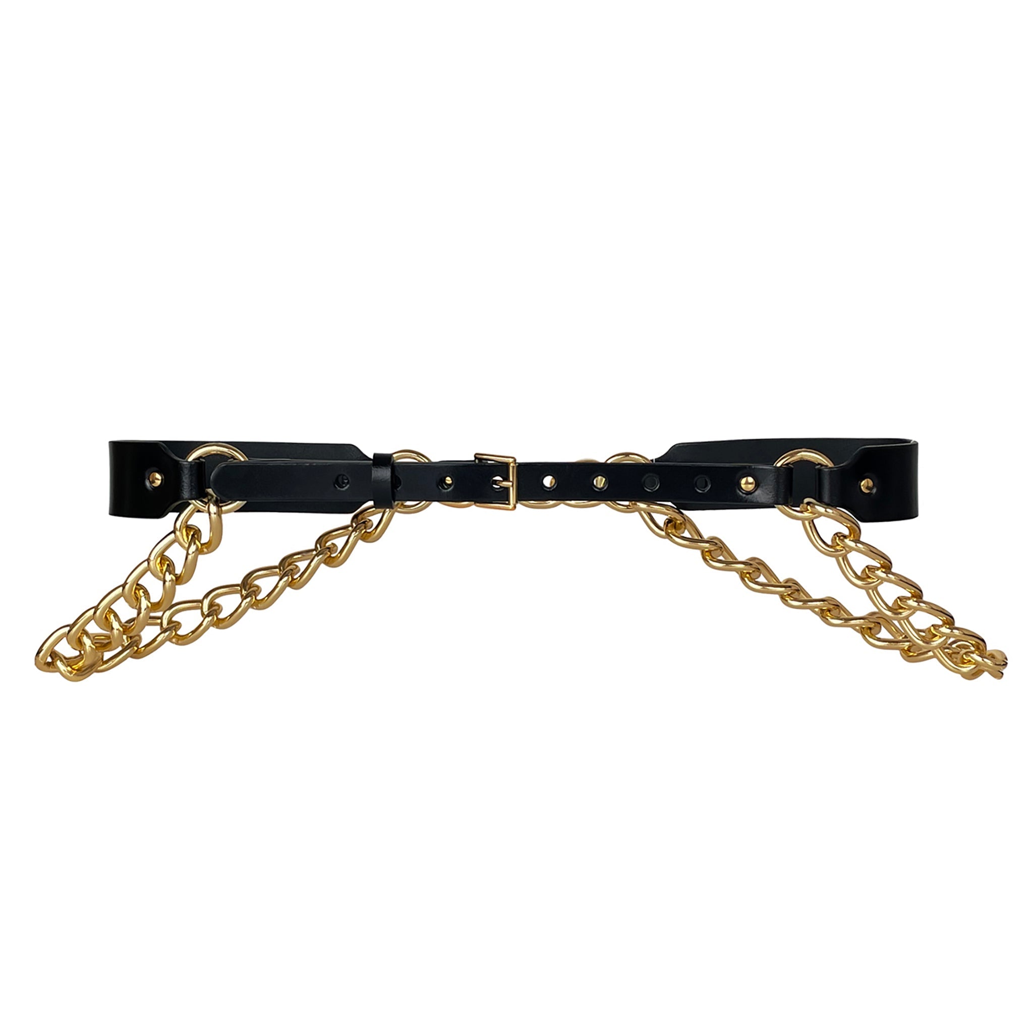 Black Slim Chained Belt