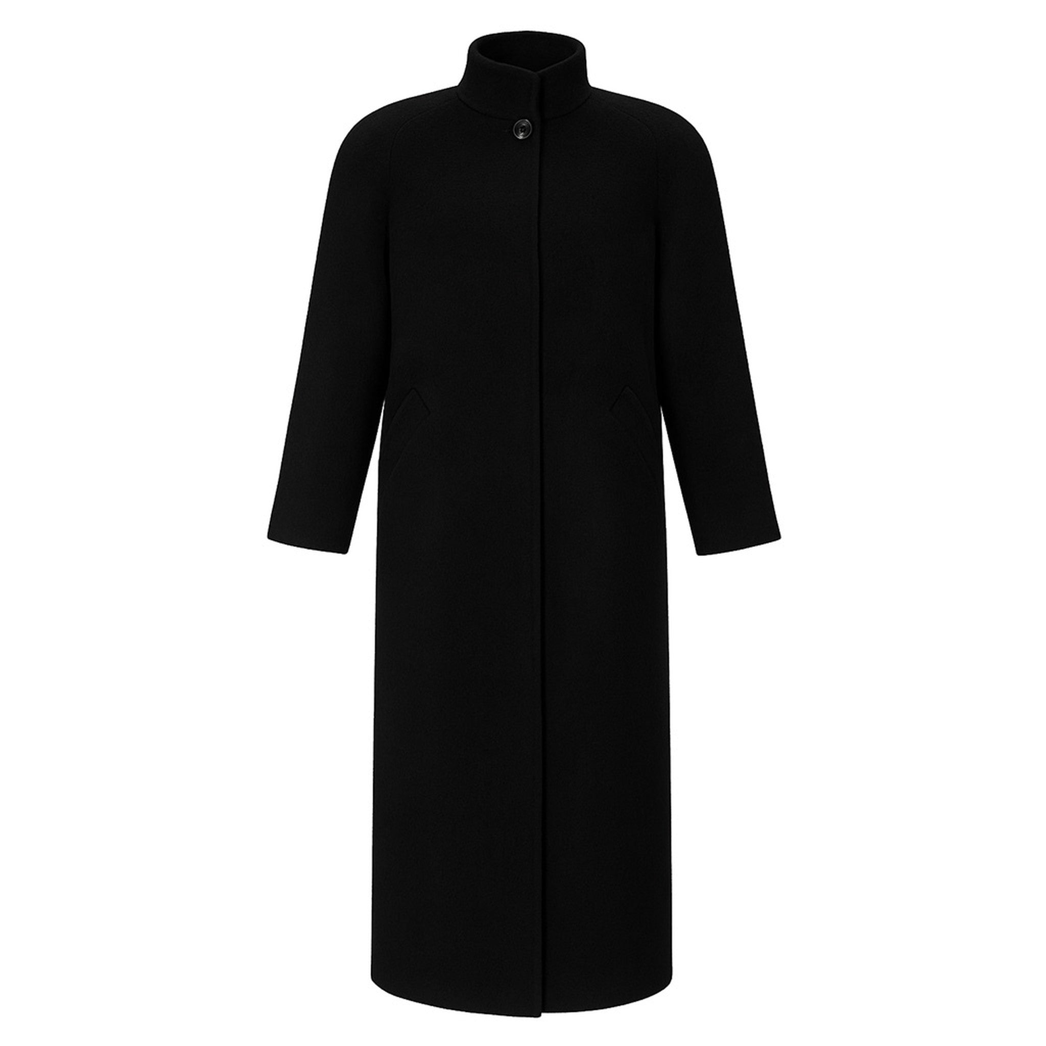 Black Maxi Coat with Vintage Buttons