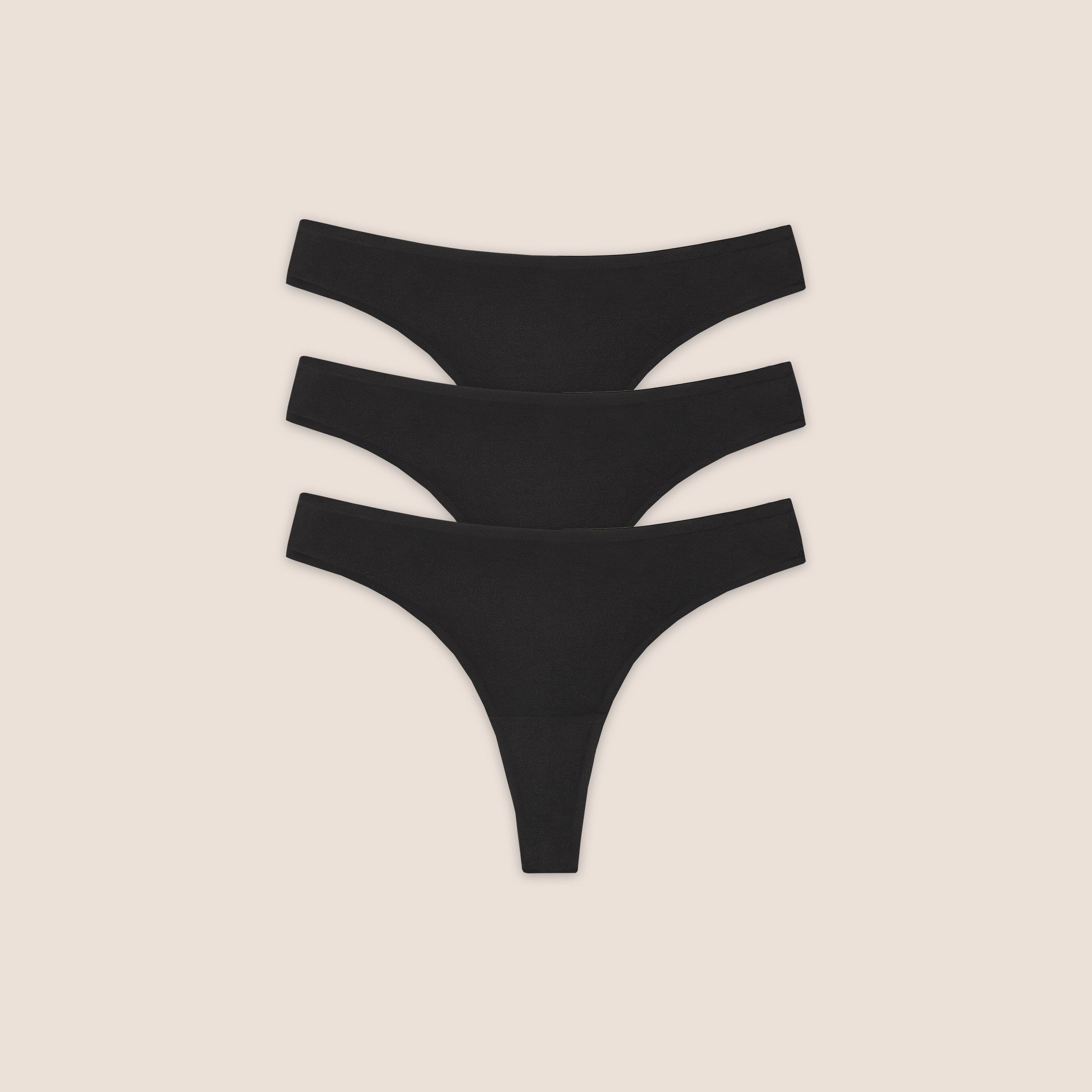 Lounge Underwear Seamless Bonded Thongs (3-Pack) - Black