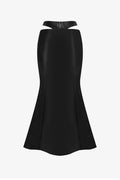 High-Waist Cut-Out leather Long Skirt
