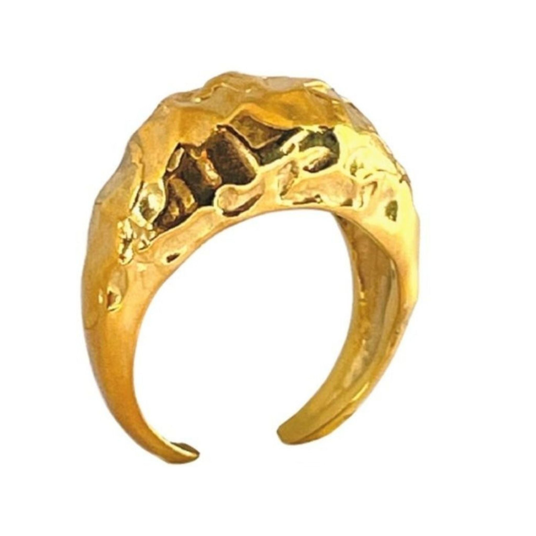 Amorphous Shiny Gold Oval Signet Ring